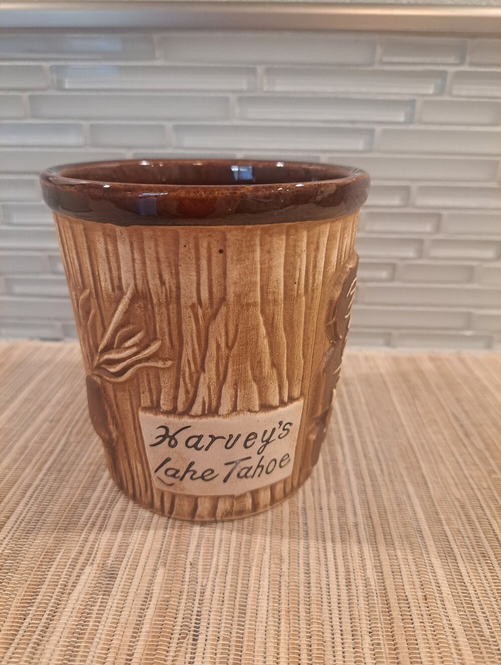 Vtg Harvey’s Lake Tahoe Tiki Mug Bucket Style-OMC-1960’s Barware